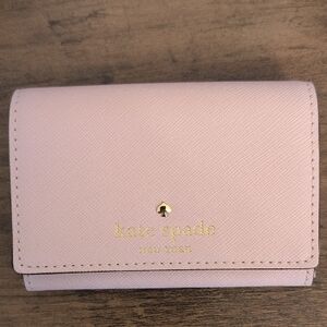 ♠️ Kate Spade Light Pink Blush Saffiano Leather Compact Wallet Card Holder